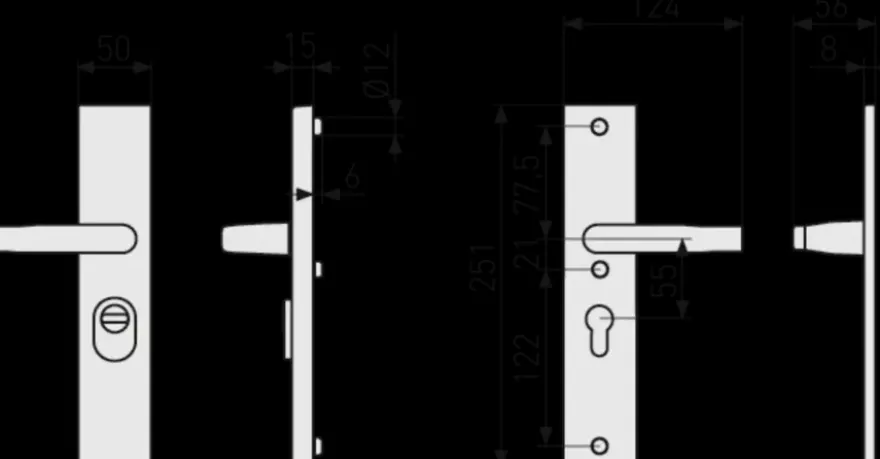 Abus veiligheidsbeslag LSZS 55 mm F1 met doorlopende deurkruk SKG***