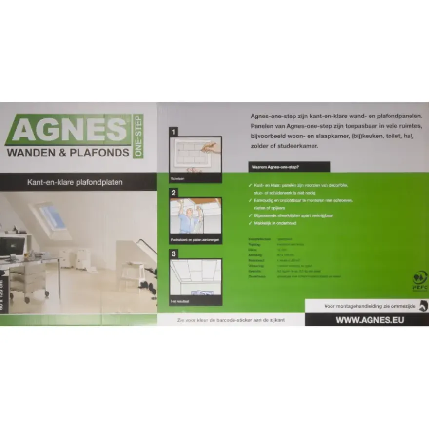 Agnes plafondplaat wit stuc 1200 x 600 x 12 mm 4 stuks