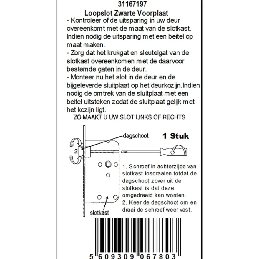 ATZ Insteekslot loopslot met zwarte voorplaat Doorn 50mm