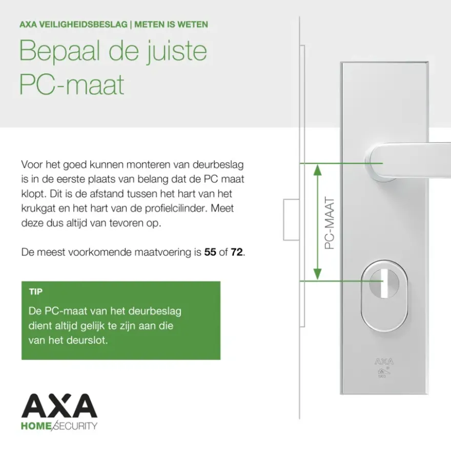AXA veiligheidsbeslag Edge achterdeur aluminium kortschild met SKG 3-sterren 52 mm
