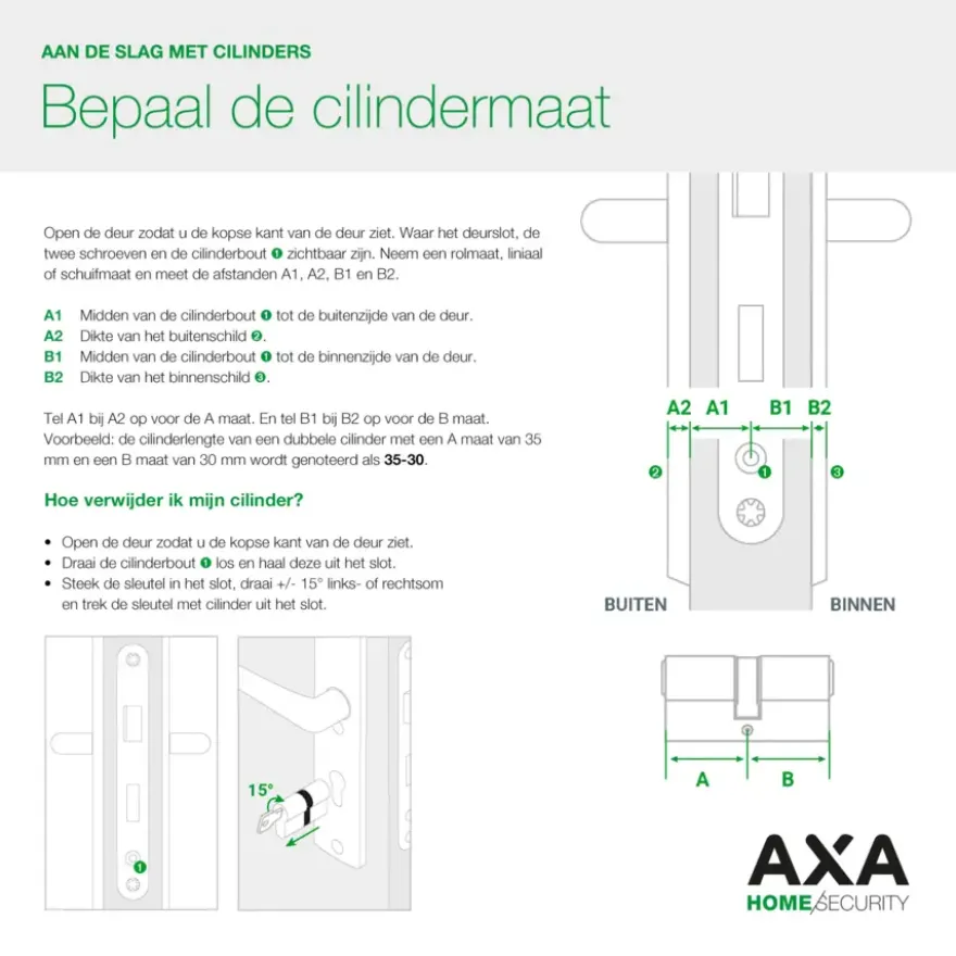 AXA veiligheidscilinder security 30-45mm SKG** gelijksluitend 3 stuks