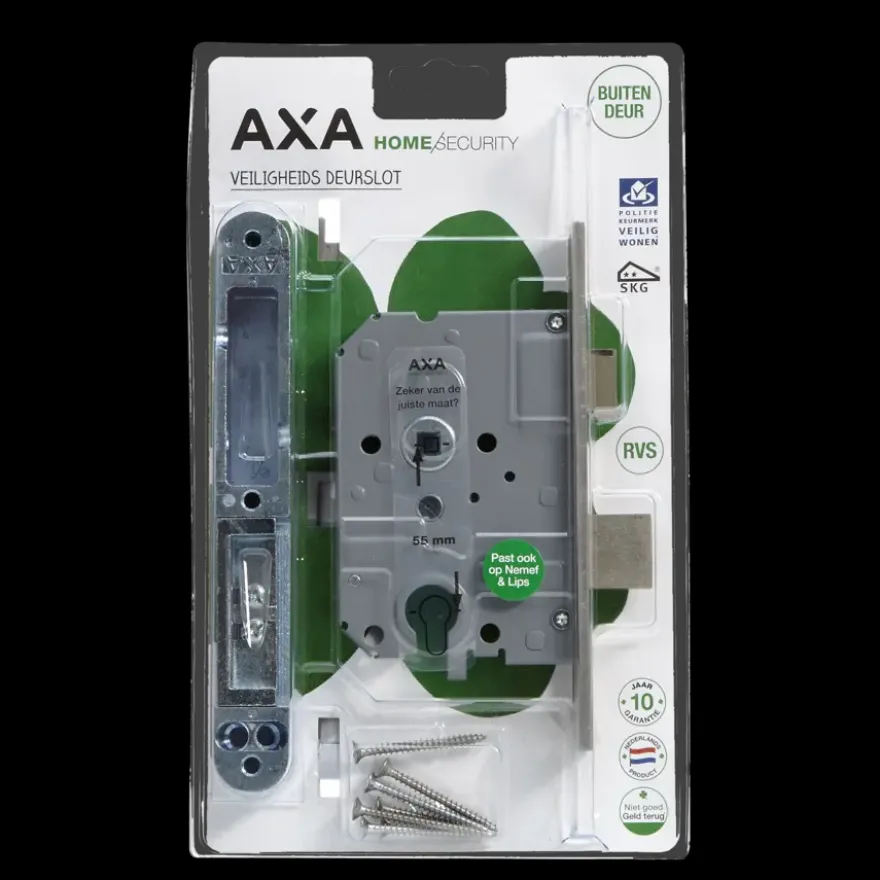 AXA veiligheidsslot 7420 incl sluitkom pc55 rechte voorplaat rvs SKG**