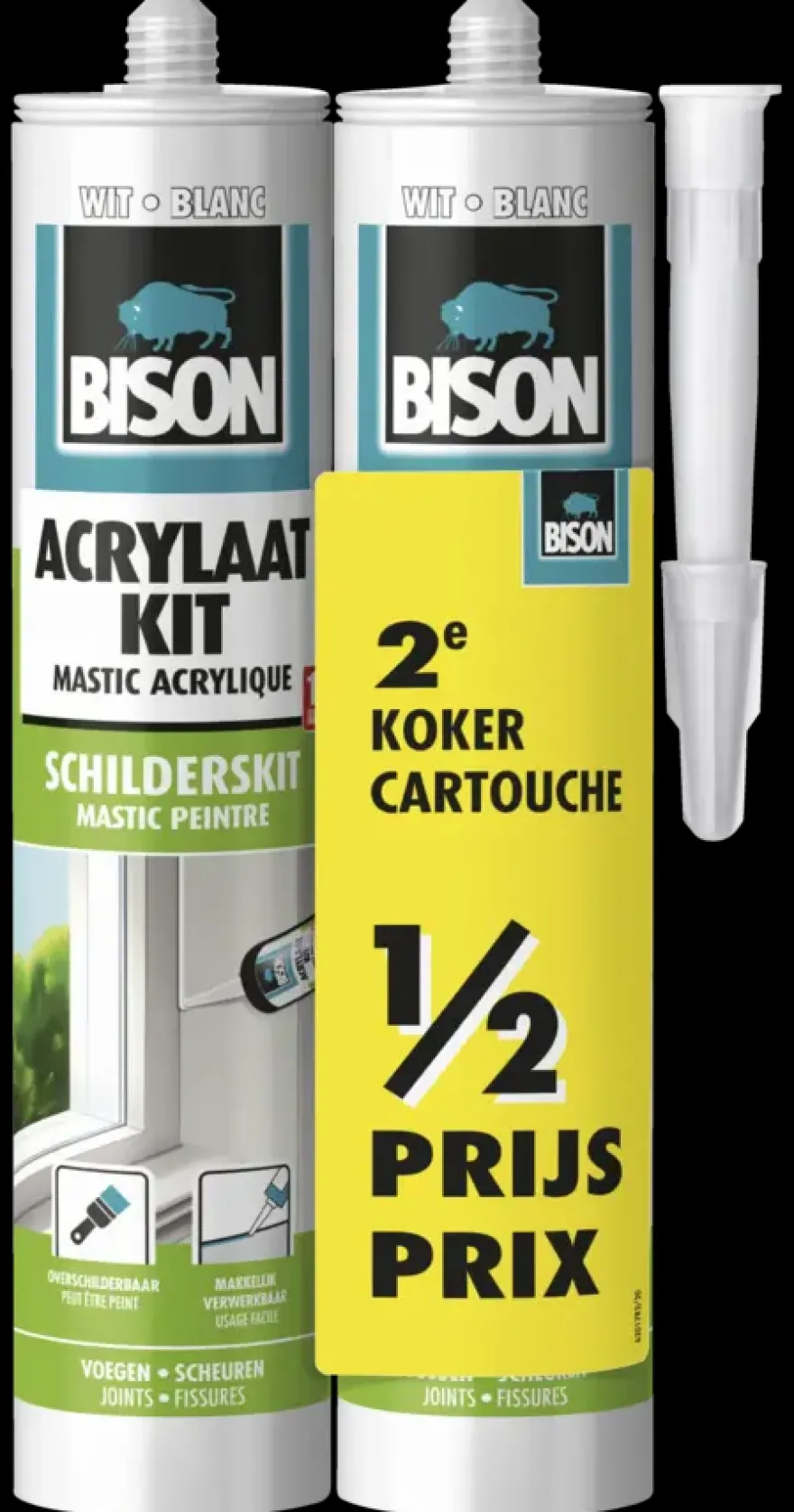 Bison duopack acrylaatkit universeel wit koker 300 ml