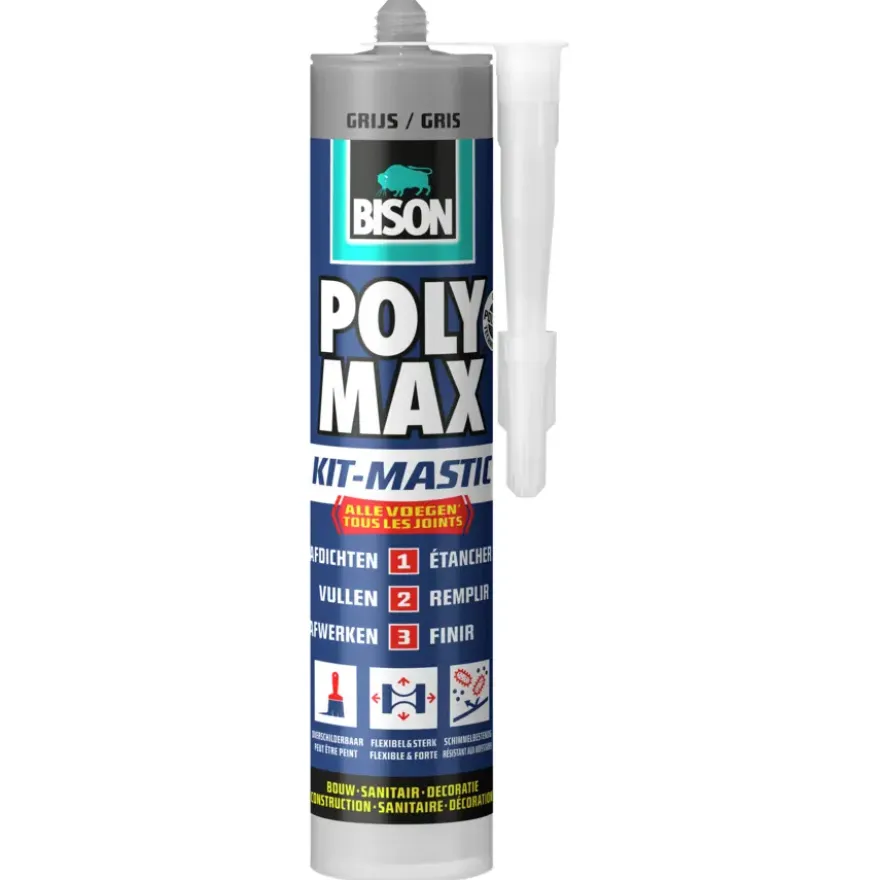 Bison Poly Max afdichtingskit alle voegen grijs 280 ml