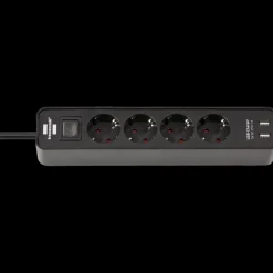 Brennenstuhl stekkerdoos 4-voudig met 2 USB-aansluitingen en schakelaar zwart 1,5 meter