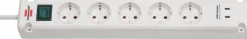 Brennenstuhl Stekkerdoos 5-voudig + 2 USB-C 3 Meter Wit