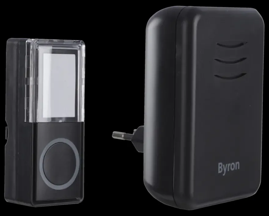 Byron DBY-22352 Draadloze deurbelset plugin 150m Zwart