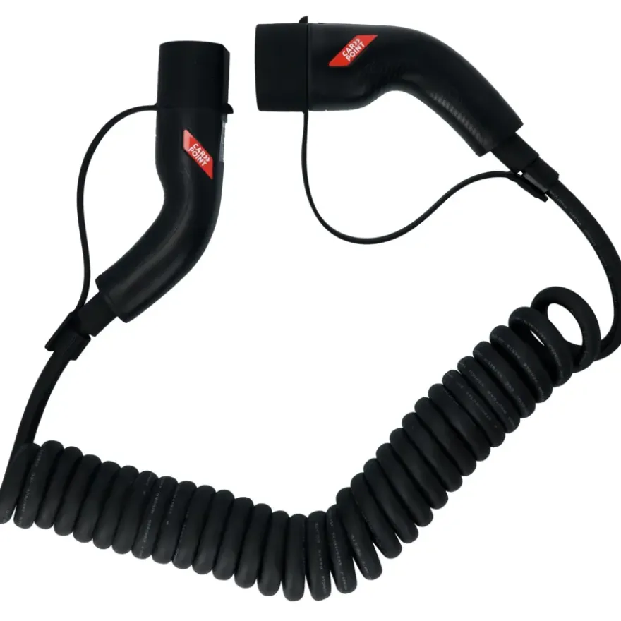 Carpoint spiraal laadkabel elektrische auto type 2 - 2 16a 1ph 6 m