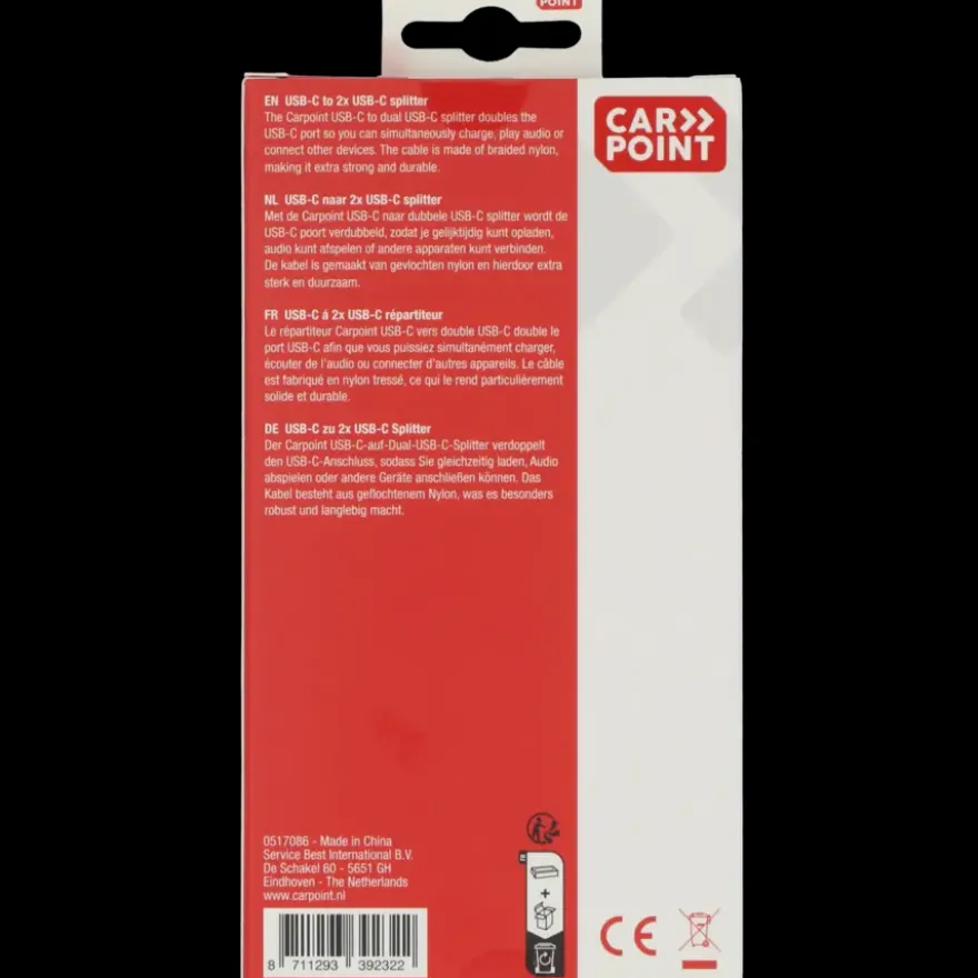 Carpoint splitter USB-C naar dubbele USB-C kabel