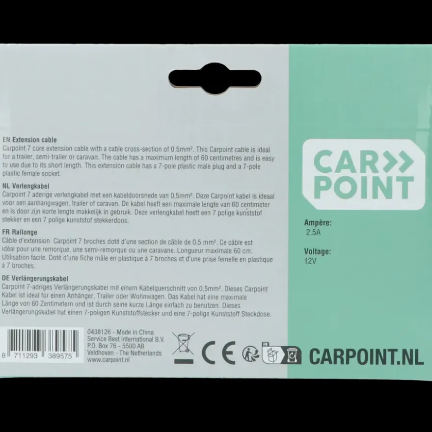 Carpoint trailer verlengkabel 7p stekker - 7p stekkerdoos