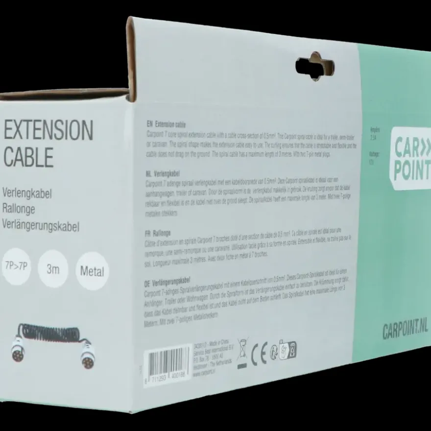 Carpoint Verlengkabel voor aanhanger 7P 12V Min 65cm, Max 270cm ø1,2cm