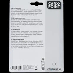 Carpoint 2-weg 12V stekkerdoos 2x12V en 1X USB