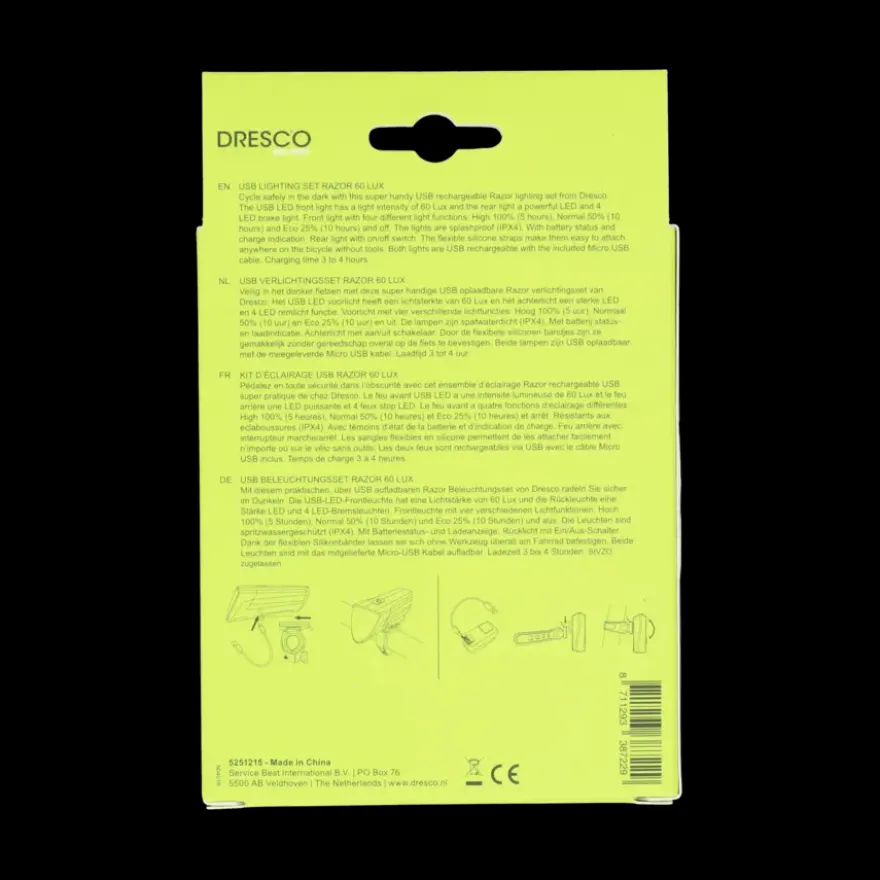 Dresco fietsverlichtingsset Razor USB