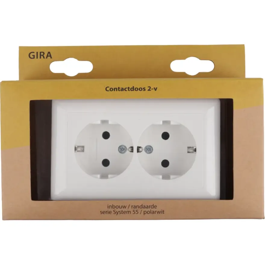 Gira ST55 Inbouw Dubbel Geaard Stopcontact Wit