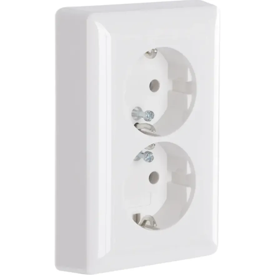 Gira ST55 Inbouw Dubbel Geaard Stopcontact Wit
