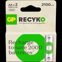 GP Batterij Oplaadbaar AA NiMH 2100mAh ReCyko 1,2V 2 Stuks