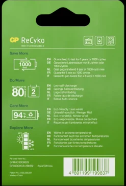 GP Batterij Oplaadbaar C Baby NiMH 3000mAh ReCyko 1,2V 2 Stuks