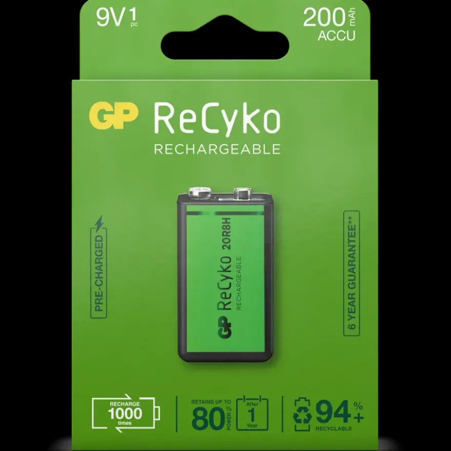 GP Batterij Oplaadbaar 9V NiMH 200mAh ReCyko 8,4V 1 Stuk