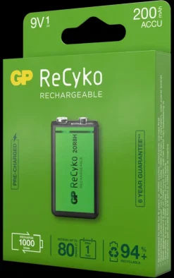 GP Batterij Oplaadbaar 9V NiMH 200mAh ReCyko 8,4V 1 Stuk