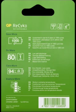 GP Batterij Oplaadbaar 9V NiMH 200mAh ReCyko 8,4V 1 Stuk