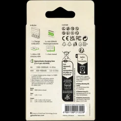 GP Batterijlader 411 + 4x oplaadbare batterijen AAA 850mAh ReCyko + Micro USB-lader