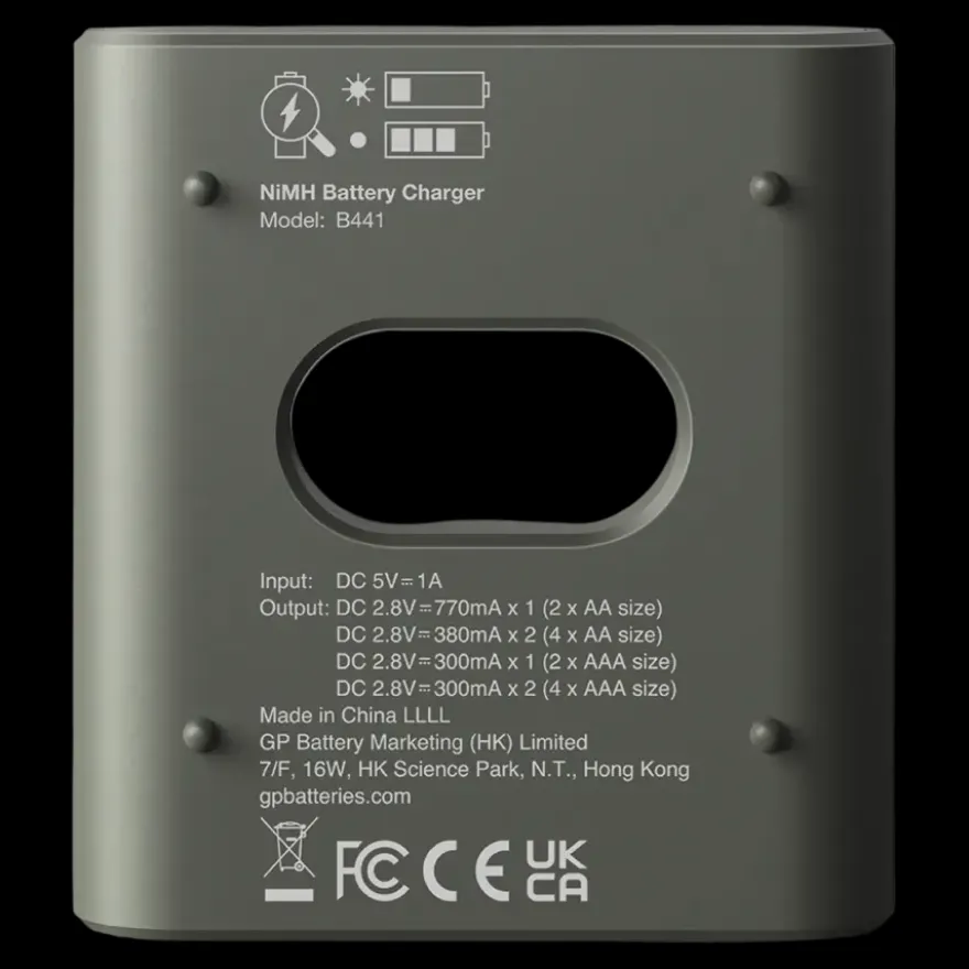 GP Batterijlader 411 + 4x oplaadbare batterijen AAA 850mAh ReCyko + Micro USB-lader