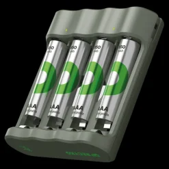 GP Batterijlader 411 + 4x oplaadbare batterijen AAA 850mAh ReCyko + Micro USB-lader