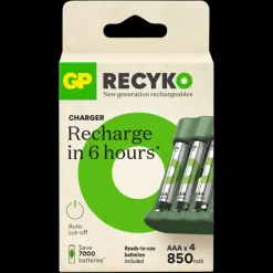 GP Batterijlader + 4x oplaadbare batterijen AA 2100mAh ReCyko + Micro USB-lader