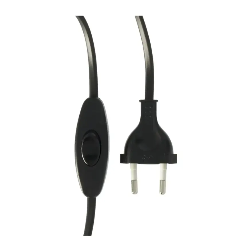 Handson Eurosnoer met Schakelaar Zwart 2 Meter