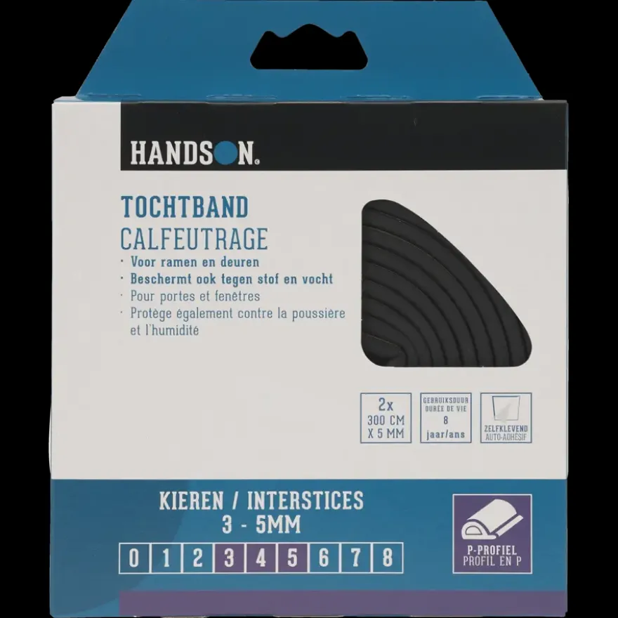 Handson tochtband P-profiel EPDM rubber antraciet 3 meter 2 stuks