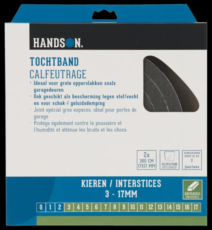 Handson tochtband universeel PU-schuim antraciet 3 meter 2 stuks