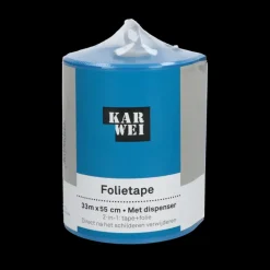 KARWEI afplaktape met afdekfolie in dispenser 33m x 55cm