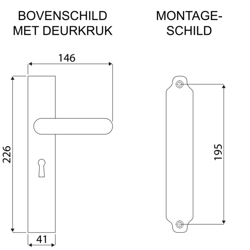 Karwei deurkruk set Chelsea recht schild sleutelgat 56 mm zwart RVS