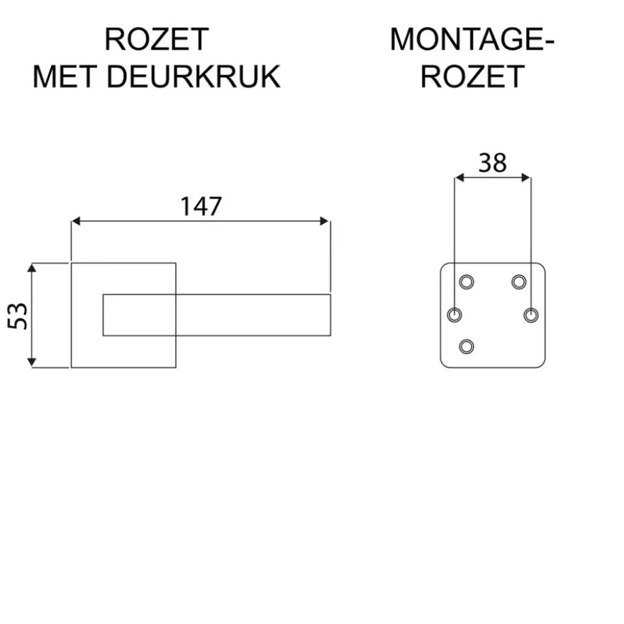 Karwei deurkruk set France vierkant rozet ANOX aluminium mat