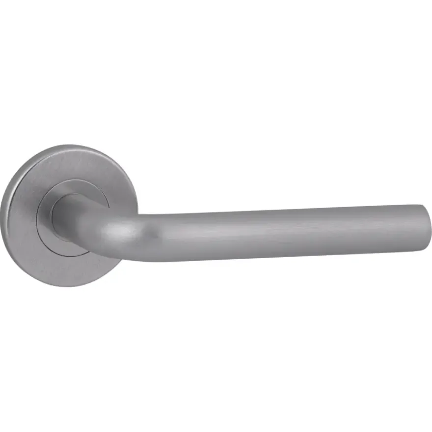 Karwei deurkruk set Gino rond rozet RVS look aluminium