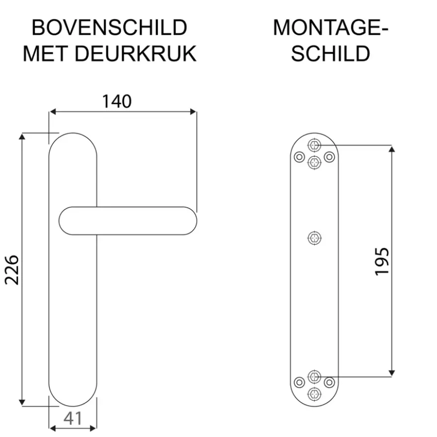 Karwei deurkruk set Kevin ovaal blind schild RVS