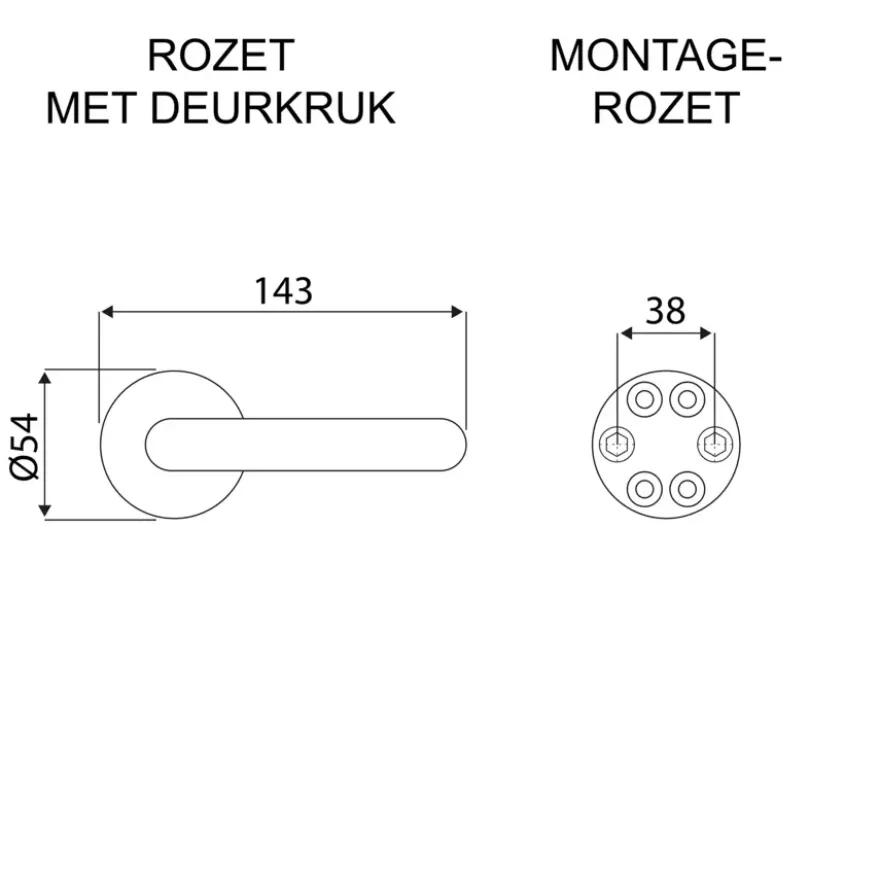 Karwei deurkruk set Kevin rond rozet RVS