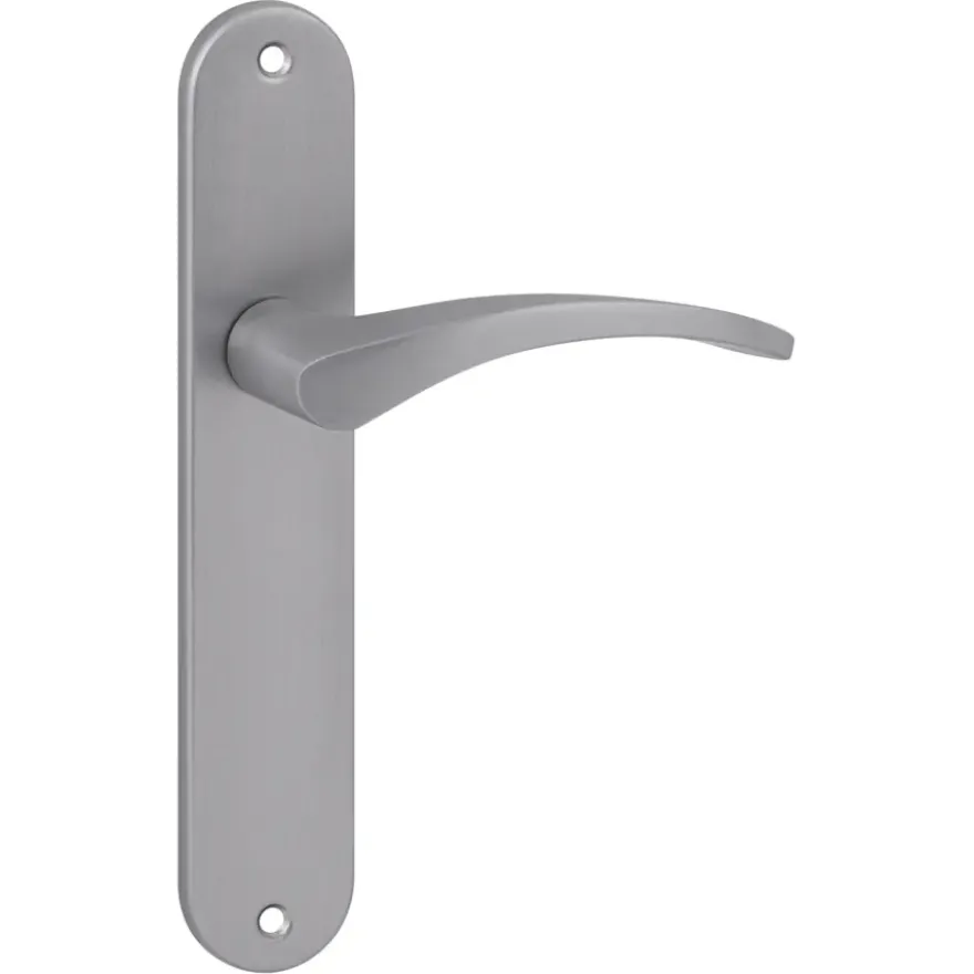 Karwei deurkruk set Stefanie ovaal blind schild RVS look aluminium