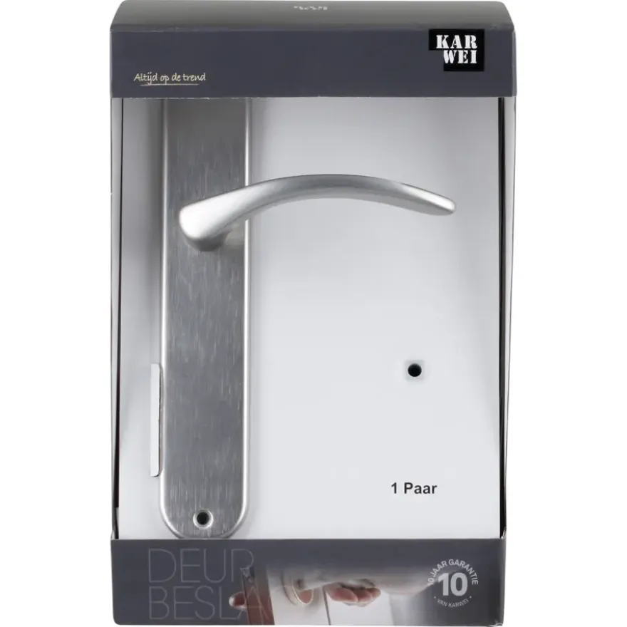 Karwei deurkruk set Stefanie ovaal blind schild RVS look aluminium