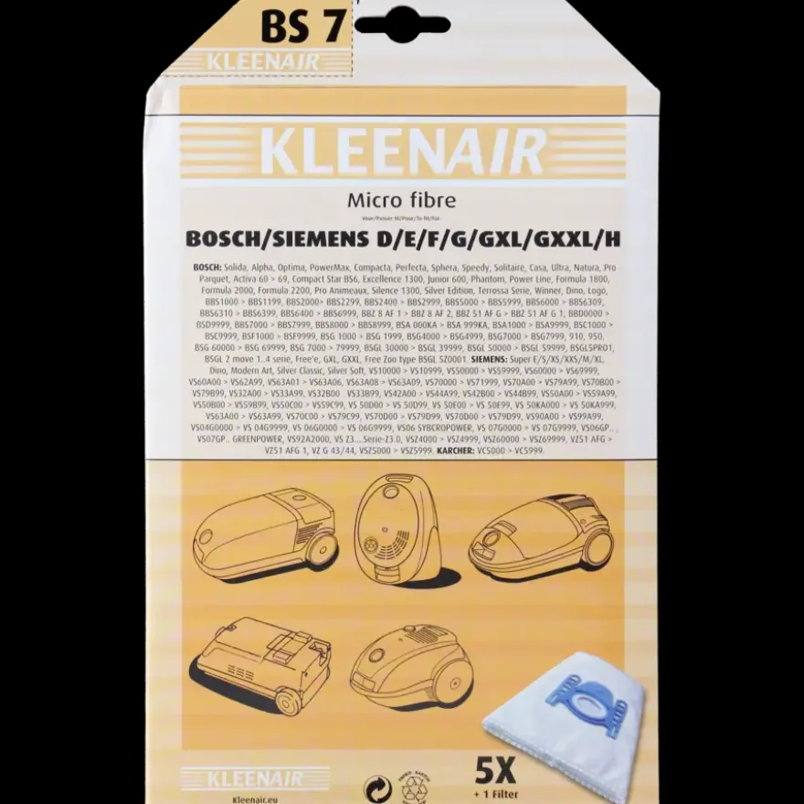 Kleenair stofzuigerzak Bosch/Siemens BS-7 5 stuks + 1 filter