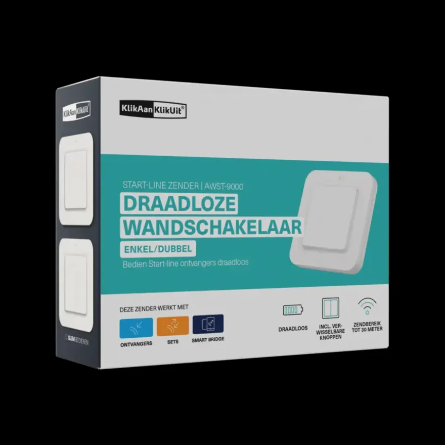 KlikAanKlikUit Draadloze enkelvoudige/dubbele wandschakelaar AWST-9000