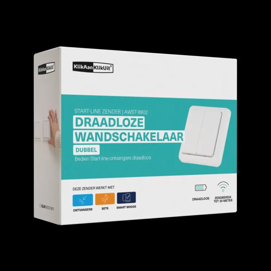 KlikAanKlikUit Wandschakelaar Dubbel AWST-8802