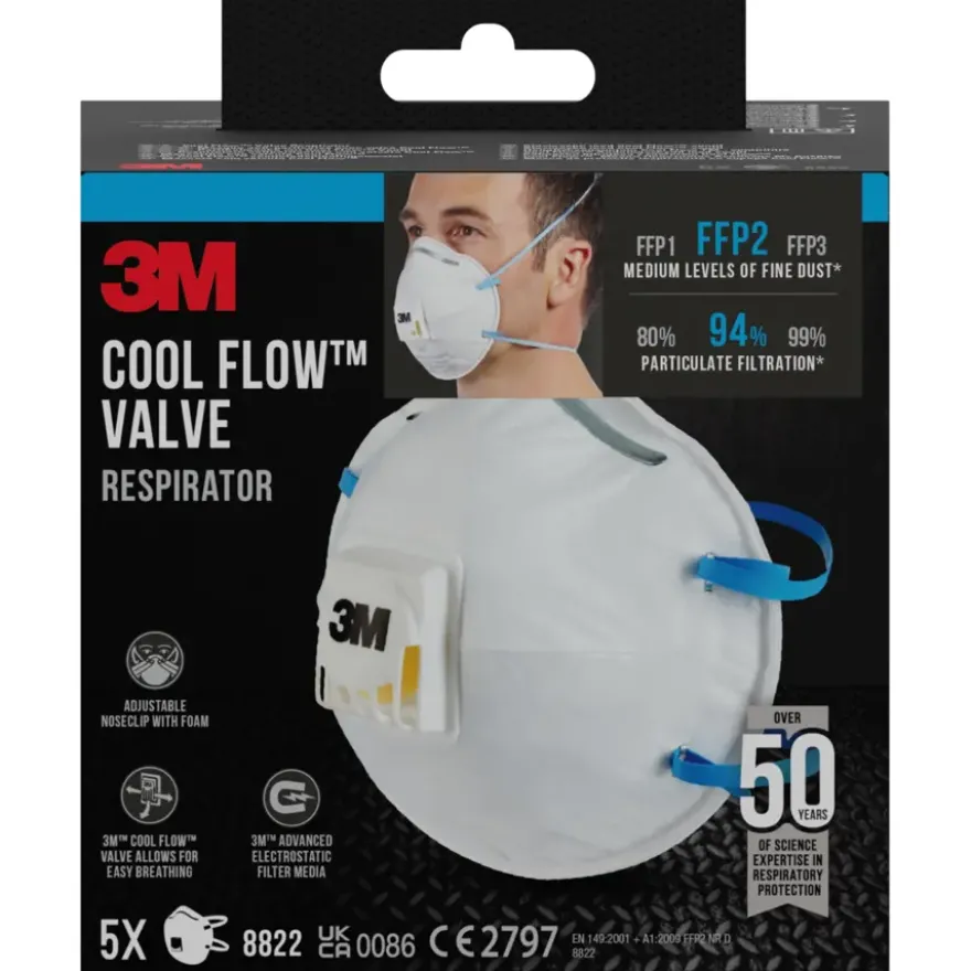 3M Stofmasker voor handmatig en machinaal schuren 8822