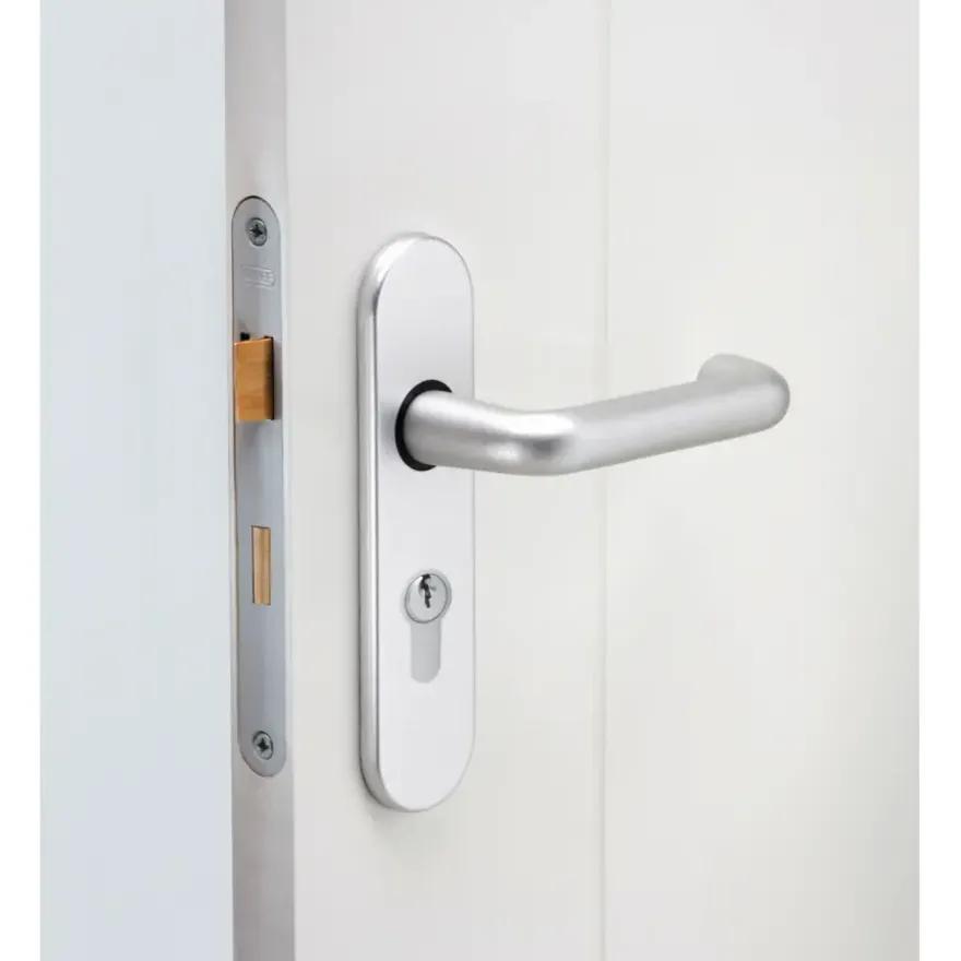 NEMEF 1200 serie insteekcilinderslot binnendeur met wit gelakte voorplaat Doorn 50mm PC 55mm