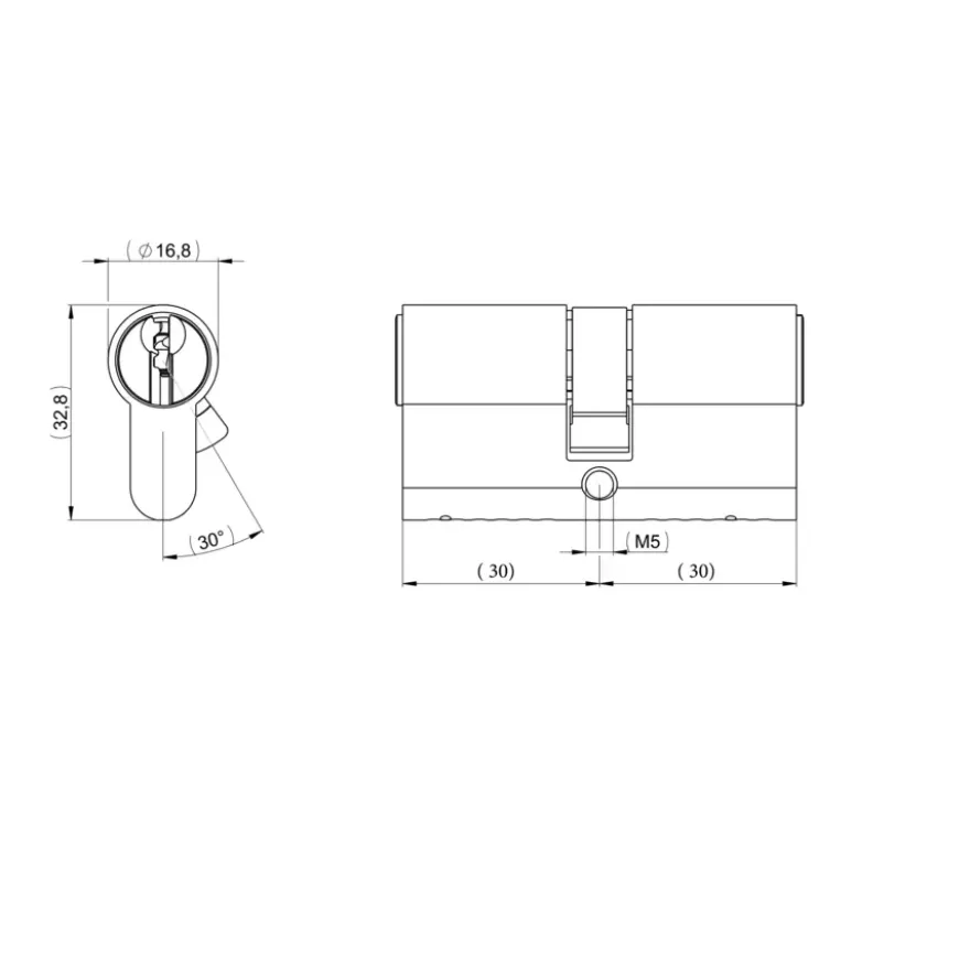 Nemef cilinder messing voor deuren zonder veiligheidseis 60 mm gelijksluitend - 2 stuks incl. 6 sleutels