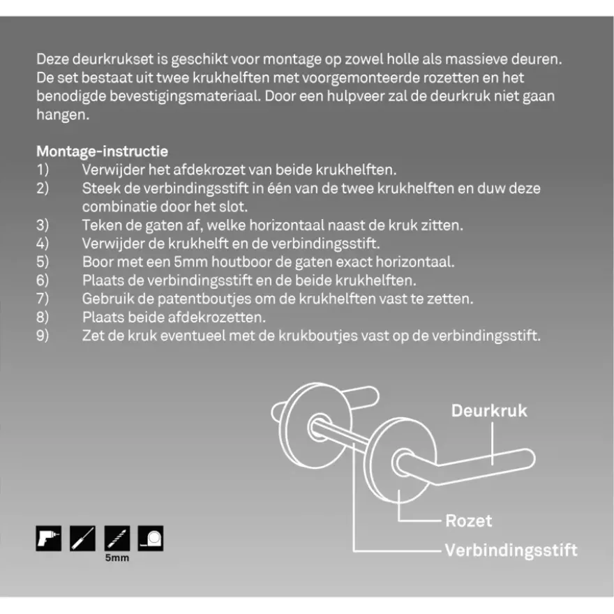 Novidade deurkrukset Parijs rond rozet zwart RVS