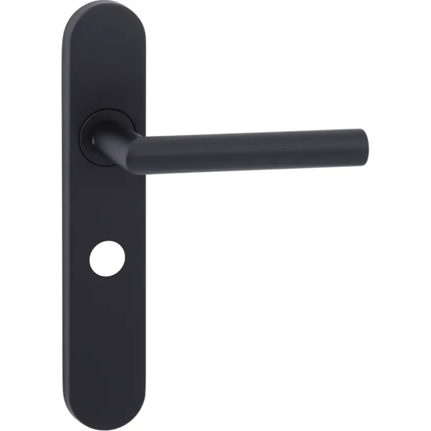 Novidade deurkrukset Porto ovaal schild met vrij-bezet sluiting 63/8 mm zwart RVS