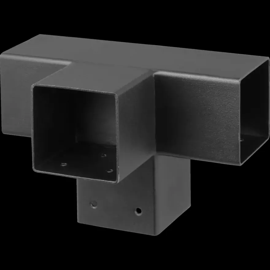 Paalverbinder voor pergola T-verbindingsstuk 4-kants 9x9 cm zwart