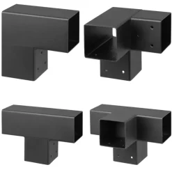 Paalverbinder voor pergola T-verbindingsstuk 3-kants 9x9 cm zwart