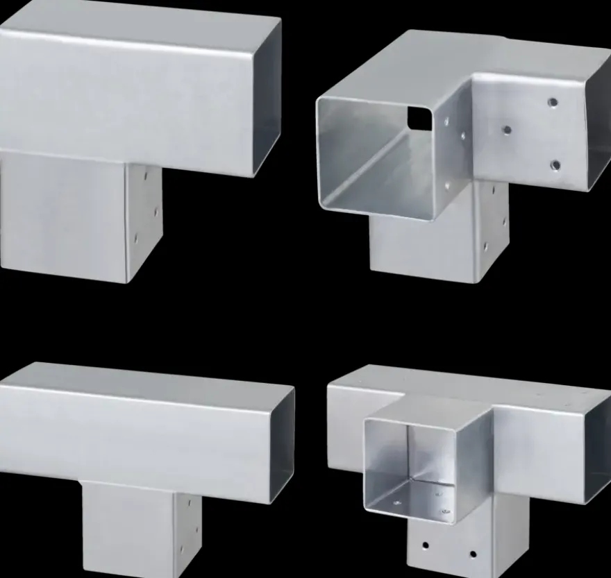 Paalverbinder voor pergola hoekstuk 3-kants 7x7 cm gegalvaniseerd